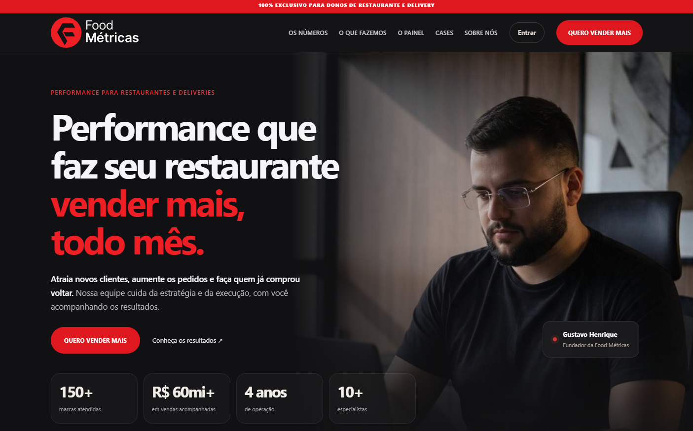 Print do site Food Métricas