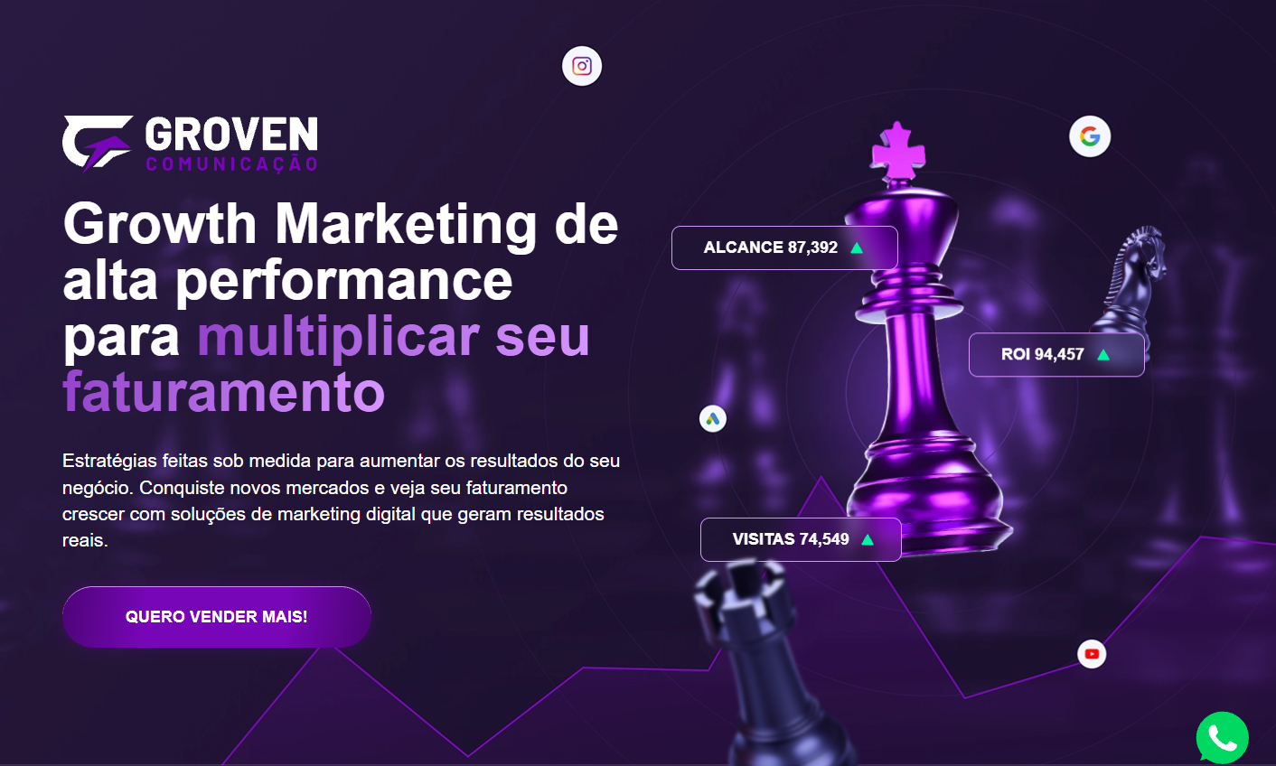 Print do site Groven Comunicação
